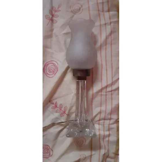 Velador De Cristal Antiguo 30 Centímetros Funciona 