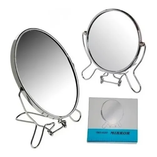 Espejo Doble Faz C/aumento Y Base Giratorio Maquillaje 20 Cm