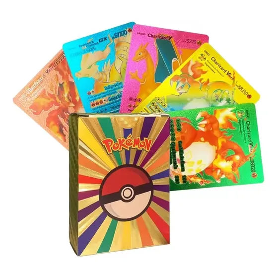 Deck 55 Cartas Card Pókemon Coloridas Cromadas Sem Repetir