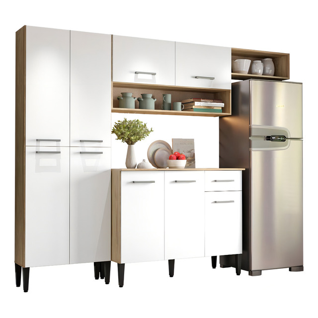 Cozinha Compacta Arizona Glam Carvalho Com Branco Carraro Cozinha Compacta Arizona Glam Carvalho Com Branco Carraro