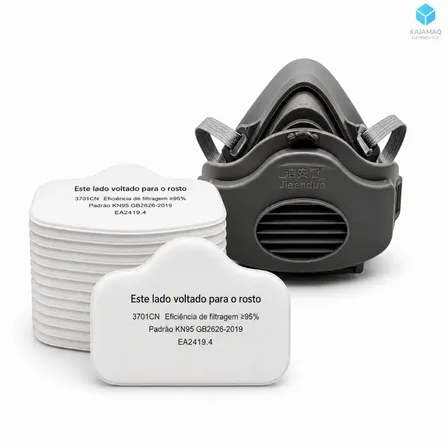 Mascara Semi Facial Respirador 3200 Kit Com 10 Filtros 3701 Proteção Poeira Particulas Fumo Nevoa Não Oleosa Construção Marcenaria Limpeza Lixamento Industria Vedaçao 360° Reutilizavel Epi Confortavel