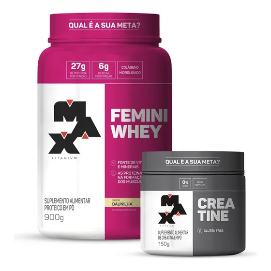 Combo Whey Feminino 900g E  Creatina Monohidratada 150g Max