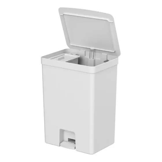 Lixeira Pedal Trium Dupla 46l Com Cesto 4 Litros Bancada Ou Cor Branco