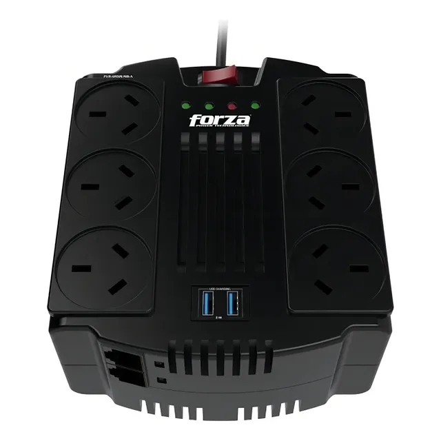 ESTABILIZADOR DE TENSIÓN FORZA FVR1202-USB-A FVR 1200VA COLOR NEGRO