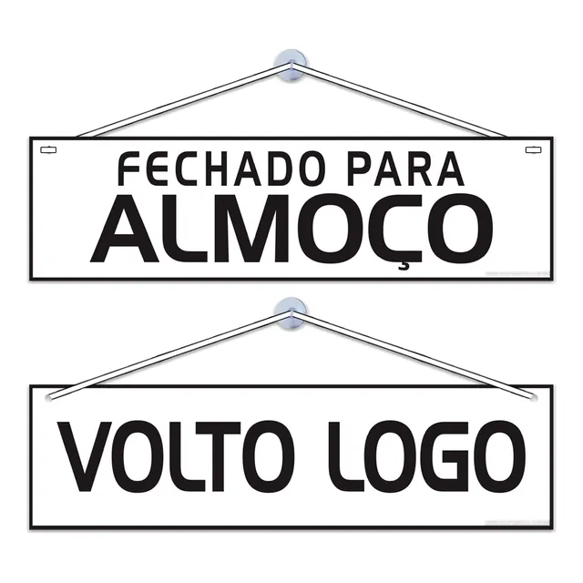 Placa Fechado Almoço Volto Logo Com Ventosa E Linha De Pesca
