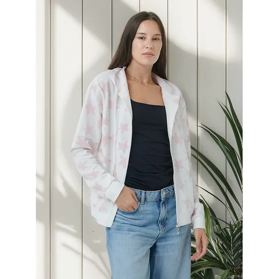 Campera Finita Pili De Algodón Rosa Estrellas Arizona 9762