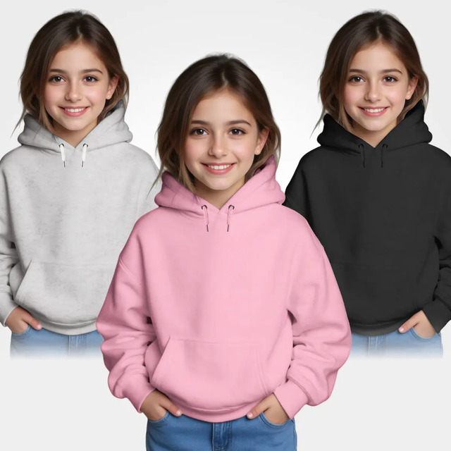 Kit 3 Blusas De Frio Moletom Infantil Canguru Sem Estampa