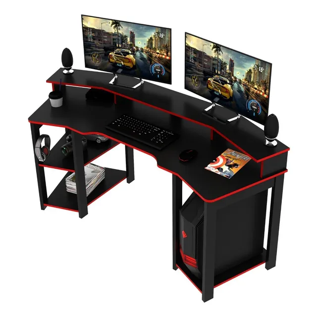 Mesa Escritorio Para Pc Gamer 187 Cm Largo - Repisa - 4167