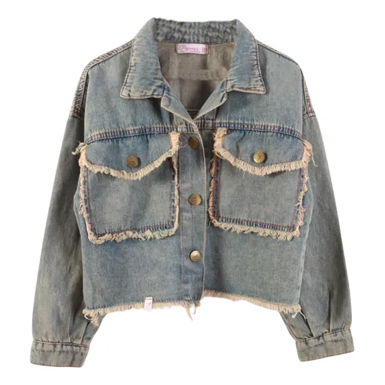 Campera Peponas De Jean Desflecado Para Niñas
