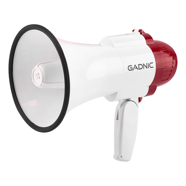 Altavoz Megafono Gadnic Mega30 Portatil De Mano Microfono Grabador Sirena Blanco