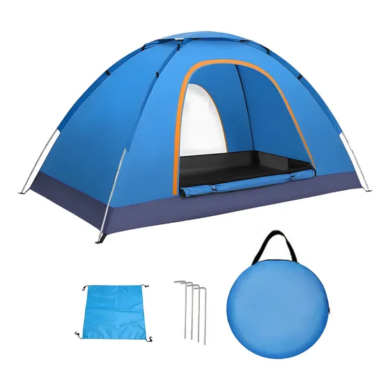 Tiendas casa campaña Lawuto 3 personas tejido poliester color azul claro