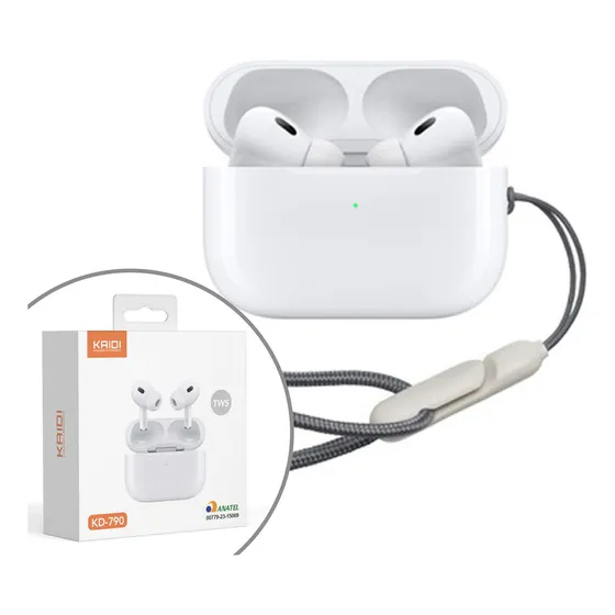 Fone De Ouvido Sem Fio Tws Kaidi Kd790 Branco Cor da luz Verde-escuro