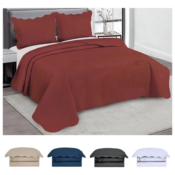 Colcha King Cobre Leito Roupa De Cama Kit 3 Pçs Dupla Face Cor Vinho