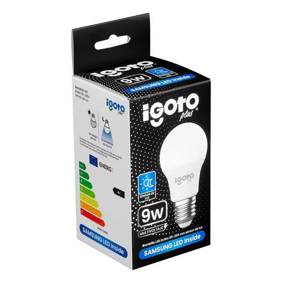 Bombillo Led Bulbo 9w 6500k Luz Fria E27 Con Sensor De Luz