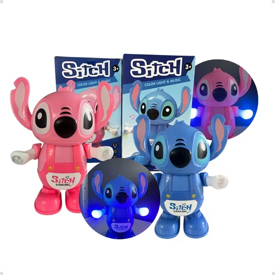 Brinquedo Stitch Musical Robo Bebê Dançarino Mexe Luz Som