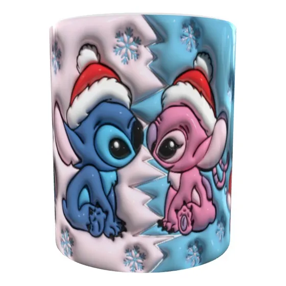 Taza Navidad Stich Efecto 3d Mod 2 (efecto Visual 3d)