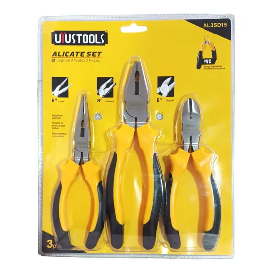 Juego De Alicates De 3 Piezas Profesional Al3sd15 Uyustools