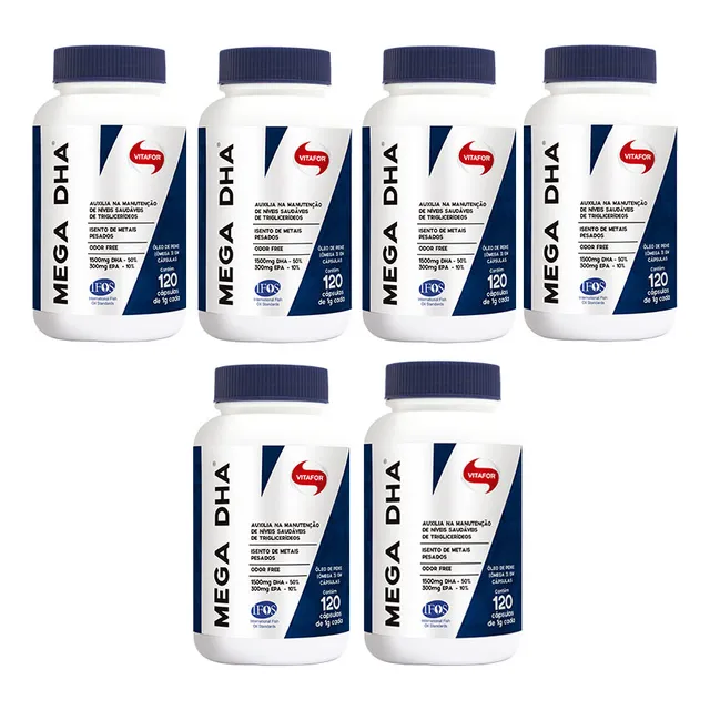 Kit 6 Mega Dha 120 Cápsulas Vitafor Ômega Epa Dha Ifos