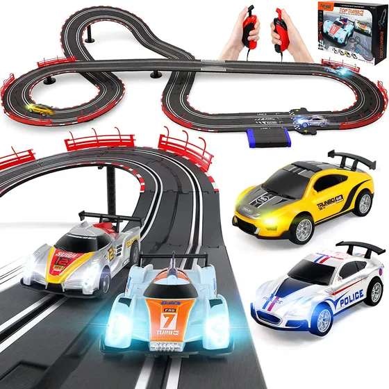 Pista De Auto Con Luz Y Sonido - Recargable Usb 55 Piezas
