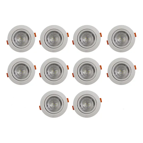 Empotrado Spot Dirigible 12w Luz Blanca Bote 8 Cm 10 Piezas Estructura Blanco