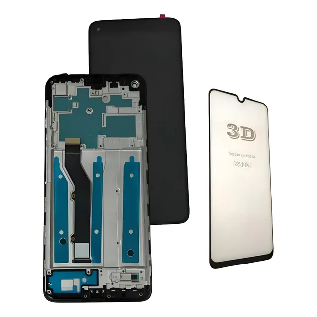 Tela Display Compatível Com Moto G9 Plus Com Aro + Pelicula 