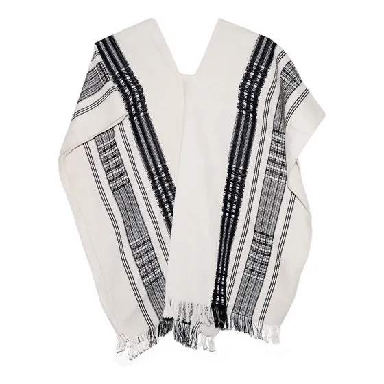 Poncho Fino A Rayas Negras