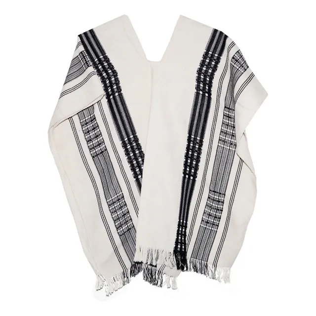 Poncho Fino A Rayas Negras