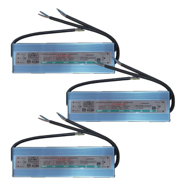Fuente De Poder Para Exterior 300w Ac 90-130v Dc 12v 3pzas