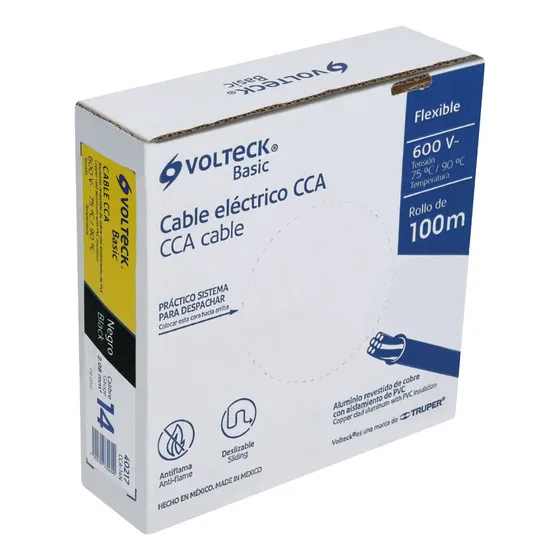 Cable Eléctrico Cal 14 Alucobre 100 M Negro Volteck CCA-14N