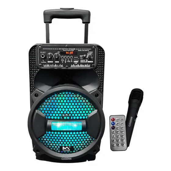 Caixa Som Bluetooth Amplificada Grande Portátil Microfone Cor Preto 127/220v