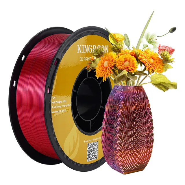 Filamento Pla De Seda Tricolor De 1 Kg, Impresión 3d De 1,75
