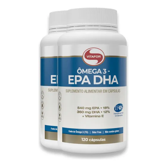 Combo 2x Omega 3 Epa Dha 120 Cápsulas ( 240 ) - Kit Vitafor Sabor Without Flavor