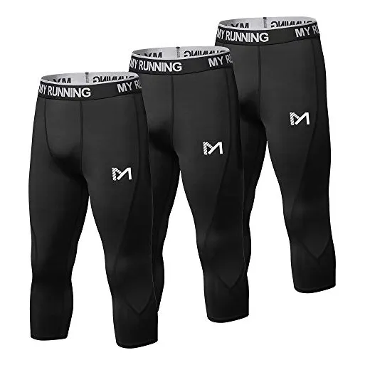 Meetyoo Pantalones De Compresión 3/4 Masculinos, Cool Pntvb