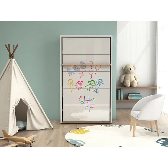 Cama Abatible - Plegable - Individual Vertical - Base De Madera Sólida Blanco