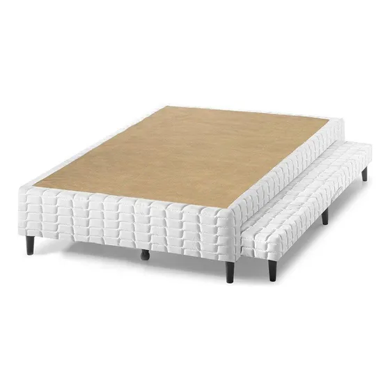 Cama Box Base C/auxiliar Universal Casal Bordado White 138x