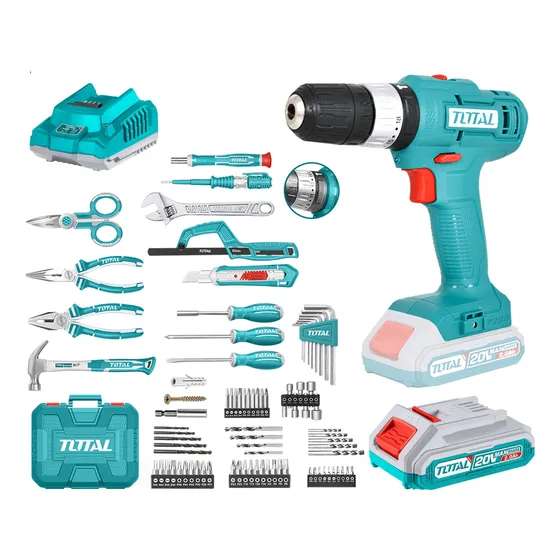 Kit Taladro Atornillador Percutor 20v + 165 Pz Accesorios