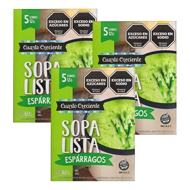 Sopa Lista De Esparragos Cuarto Creciente Sin Tacc Pack X3