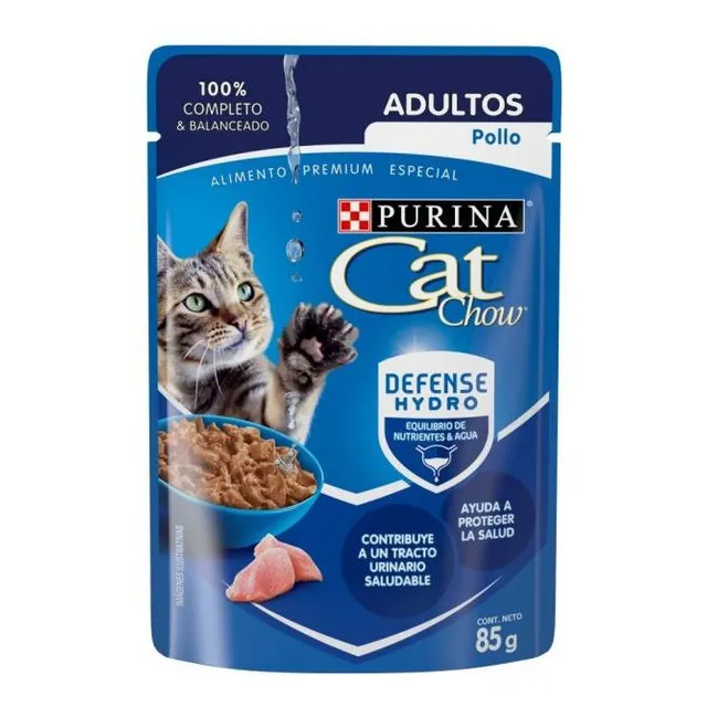 Alimento Cat Chow Defense Hydro Para Gato Adulto Sabor Pollo En Sobre De 85g