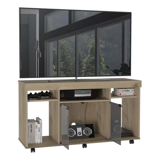      Mesa Tv Vermon, Capacidad Para Tv De 50 , Café Claro