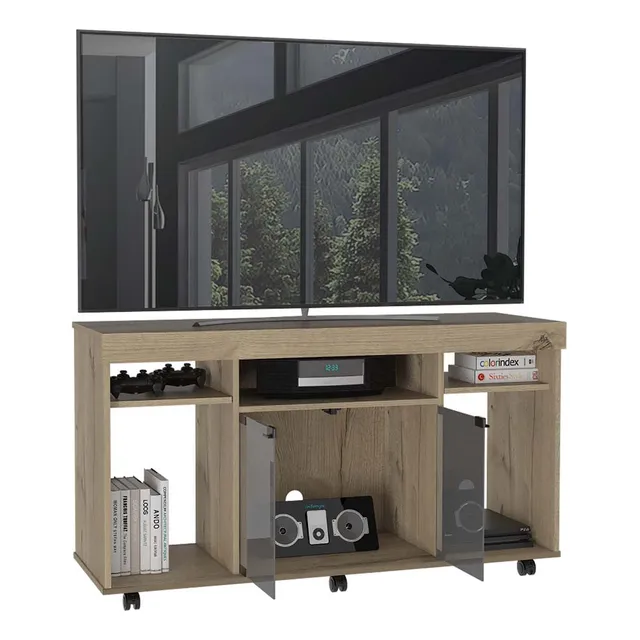      Mesa Tv Vermon, Capacidad Para Tv De 50 , Café Claro