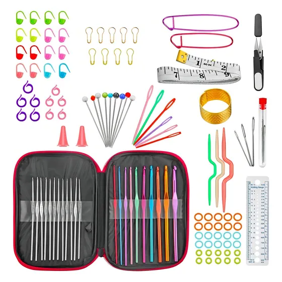 Set Crochet 100 Piezas Agujas Acero Accesorios Tijera Kit