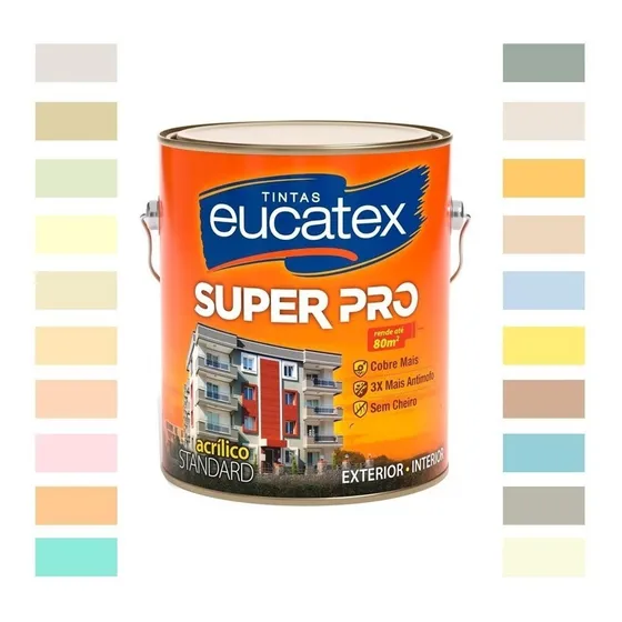 Tinta Parede Acrilico Semi Brilho Super Pro Eucatex 3,6 Lt 