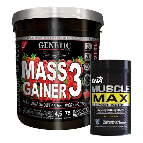 Crecimiento Muscular Gainer 4,5 Kg Aminos Muscle Max Genetic