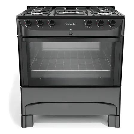Fogão Mueller preto fosco 5 Bocas com mesa esmaltada e acendimento MFI5BC