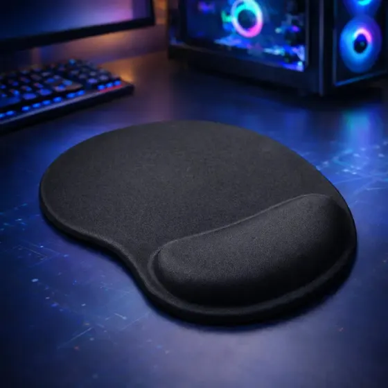 Mouse Pad Com Apoio Ergonômico Em Espuma Para Punho Antiderrapante Confortável Para Escritório Gamer Estudo Trabalho Preto Megalodonte