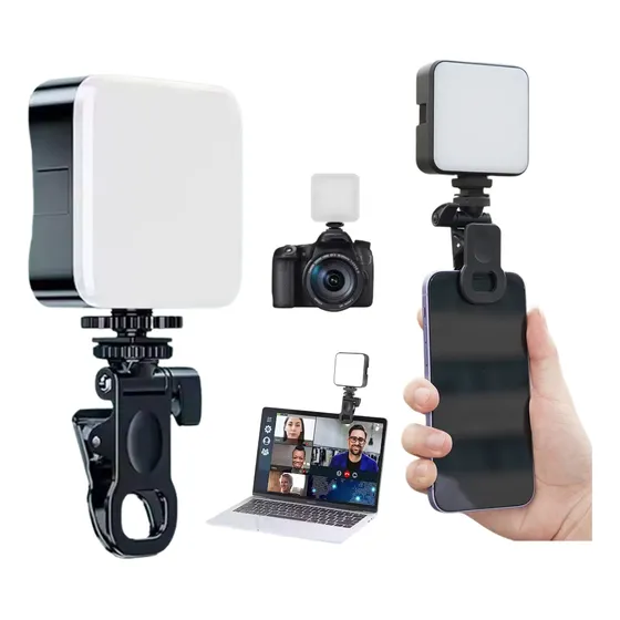 Luz Led Iluminação Fotográfica Noturna Com Clip Portátil Celular E Notebook Reunião Online Fotos e Videos