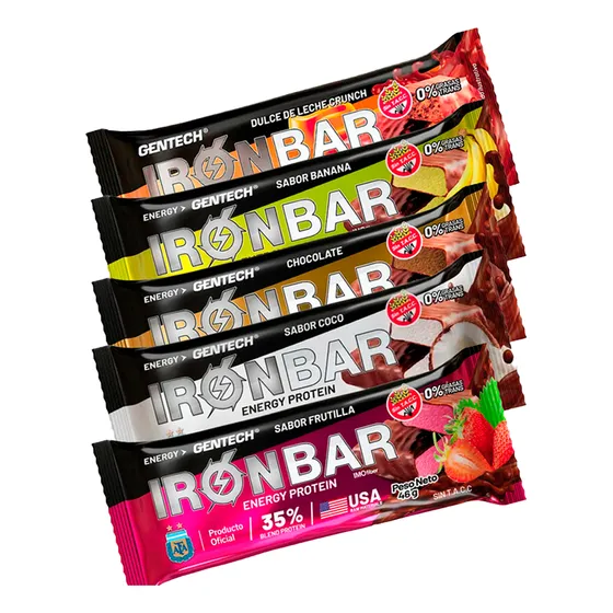 Barra Proteinas Iron Bar Gentech 50uni 45grs C/u Sin Tacc Dulce De Leche