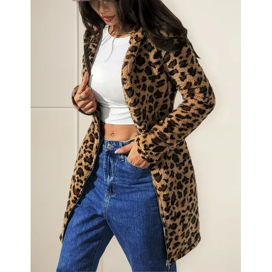 Abrigo Largo Para Dama Animal Print
