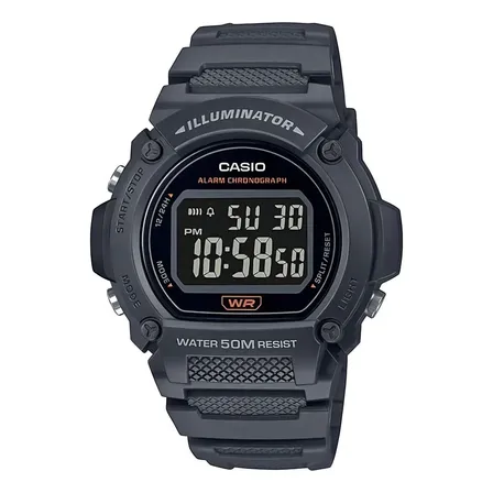 Relógio Casio Masculino Illuminator W-219h-8bvdf Cor da correia Grafite Cor do fundo Preto