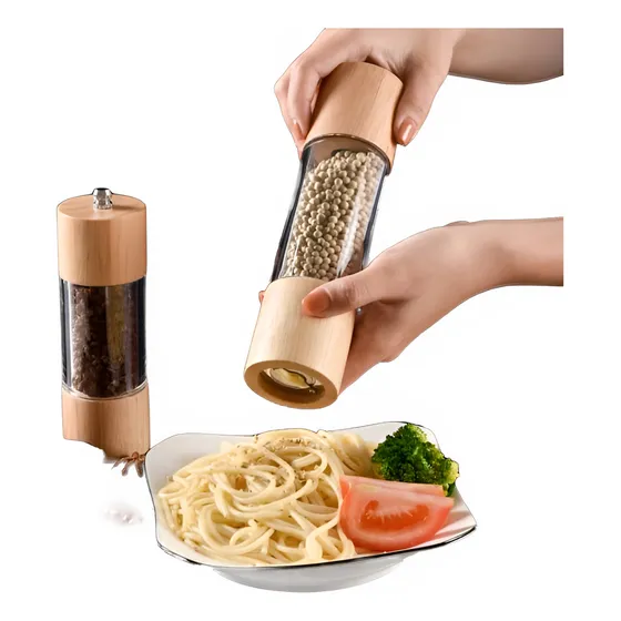 Pimentero  Para Sal Y Pimiena En Madera Y Vidrio Para Cocina
